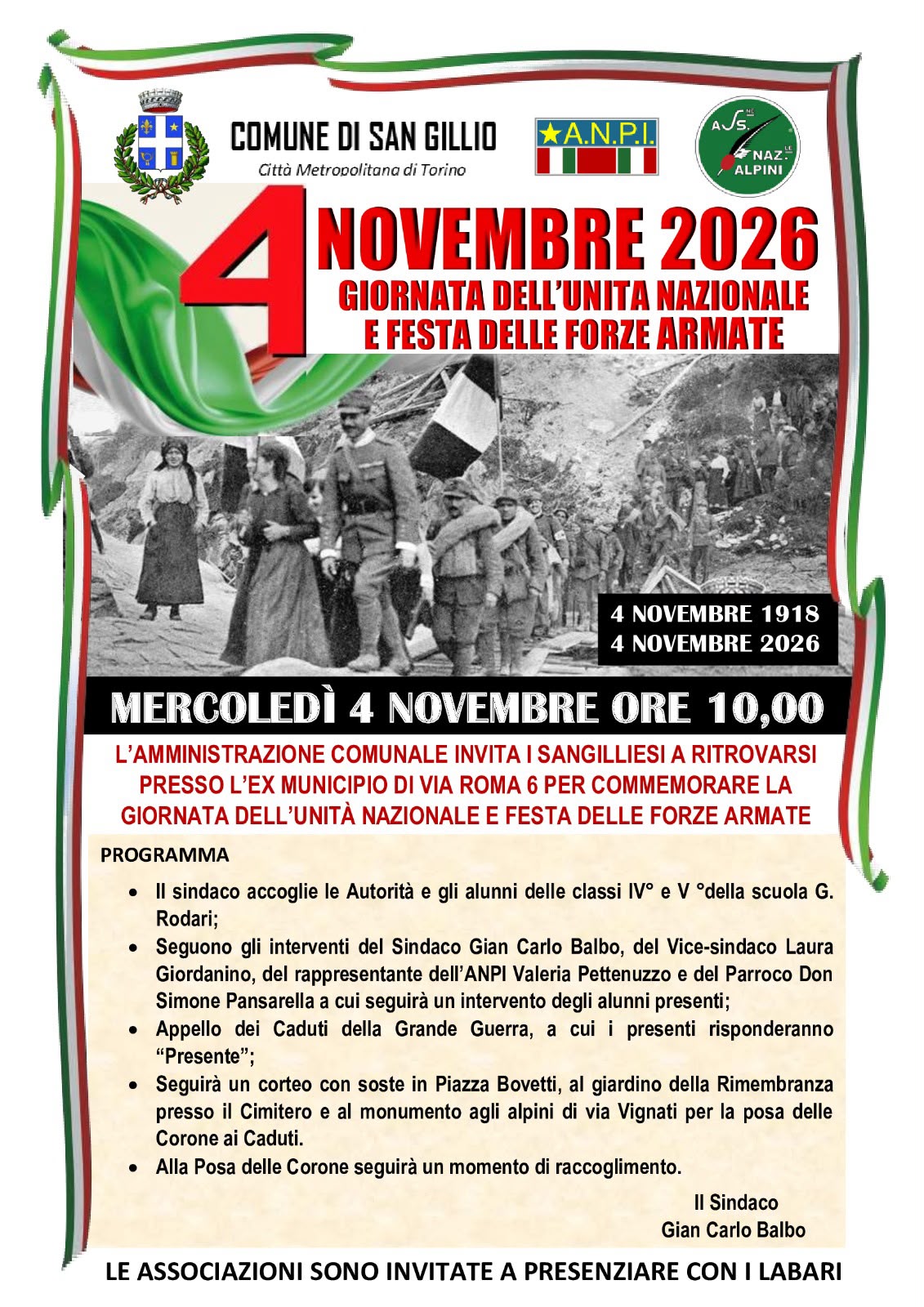 IV novembre 2026 san gillio